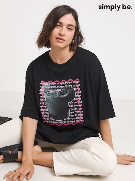Simply Be Black Graphic Print T-Shirts 2 Pack (H54274) | €40