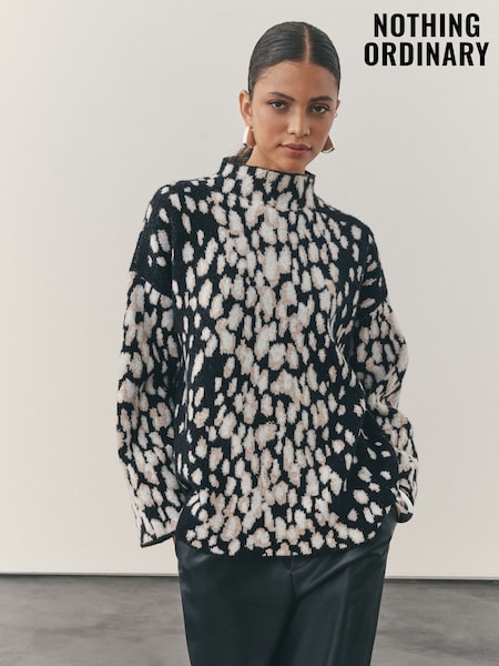 Nothing Ordinary Black/Cream Knitted Bambi Print Jumper (H54295) | €153.50
