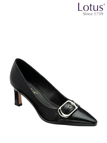 أسود فاتح - Lotus Heeled Pump Court Shoes (H54323) | ‏262 د.إ.‏
