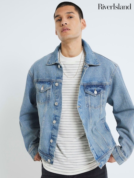 River Island Blue Regular Fit 100% Cotton Denim Jacket (H54364) | €71