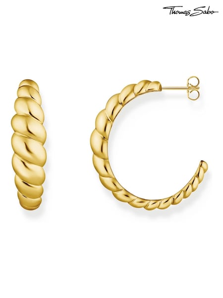 Thomas Sabo Gold Tone Shapes Twisted Creoles Earrings (H54367) | €217