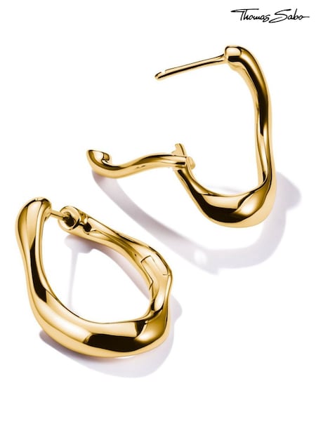 Thomas Sabo Gold Tone Small Natural Beauty Creoles Earrings (H54383) | €204