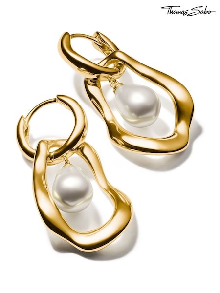 Thomas Sabo White Natural Beauty Statement Creoles Earrings With Pendant (H54384) | €345