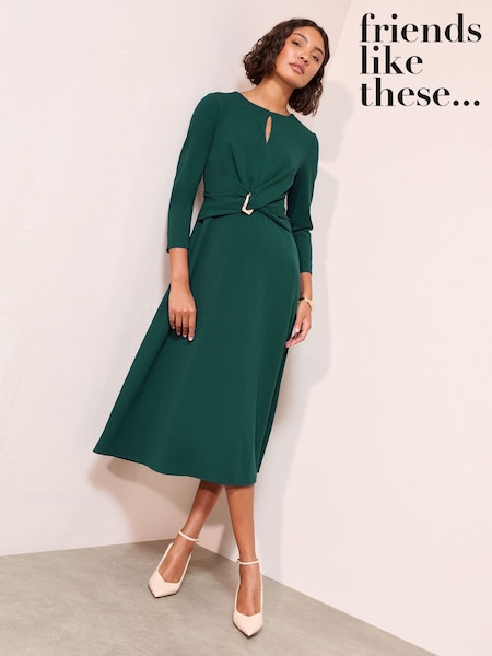 Friends Like These Green Square Buckle Fit & Flare Dress (H54392) | € 55
