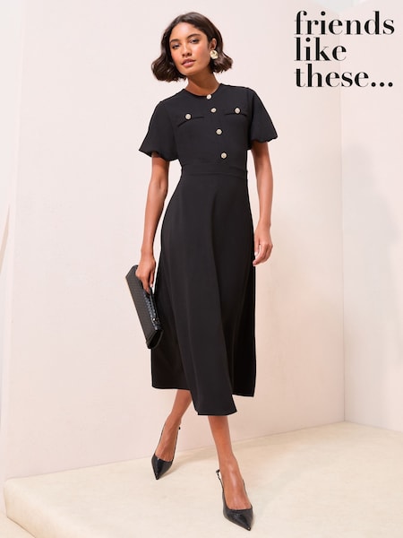 Friends Like These Black Military Midi Dress (H54394) | €68