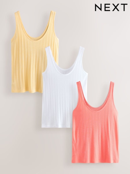 Yellow/Cream/Coral Rib Vests 3 Pack (H54456) | €32