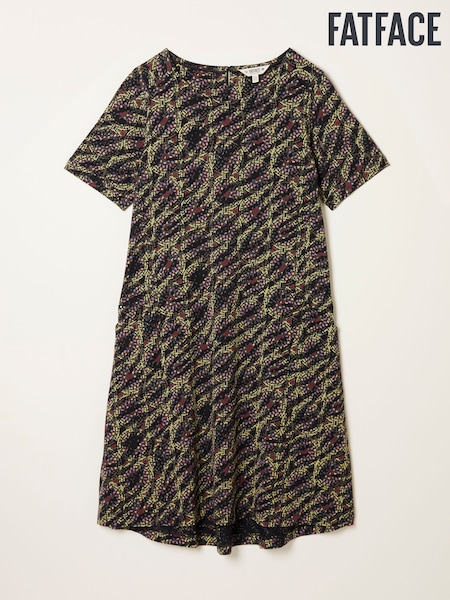 FatFace Simone Black Sketchy Texture Jersey Dress (H54665) | AED288
