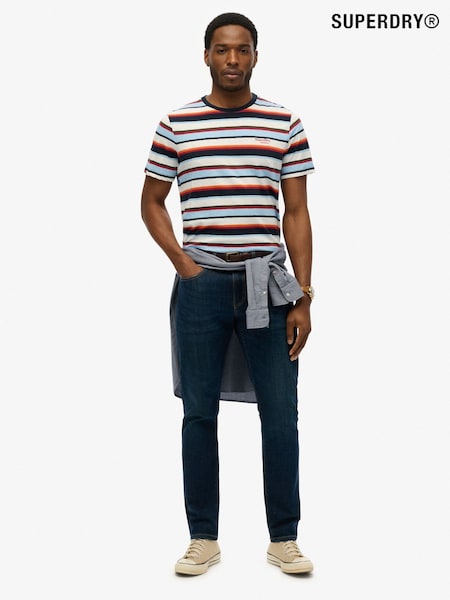 Superdry Blue Essentials Stripe 100% Cotton T-Shirt (H54705) | 114 QAR