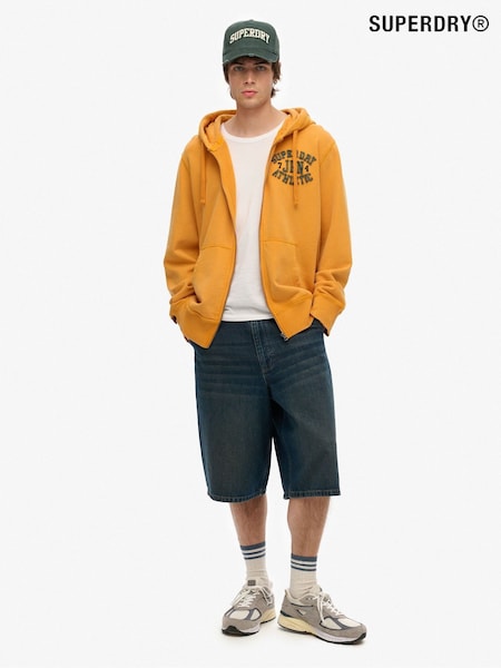 Superdry Yellow Vintage Athletic 100% Cotton Zip Hoodie (H54716) | R$ 740