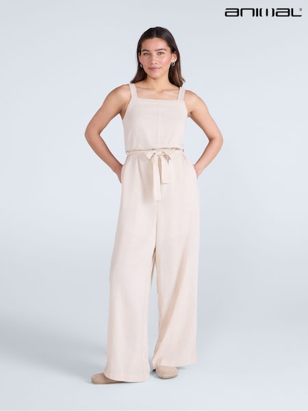 Animal Natural Womens Becca Linen Jumpsuit (H54768) | OMR29