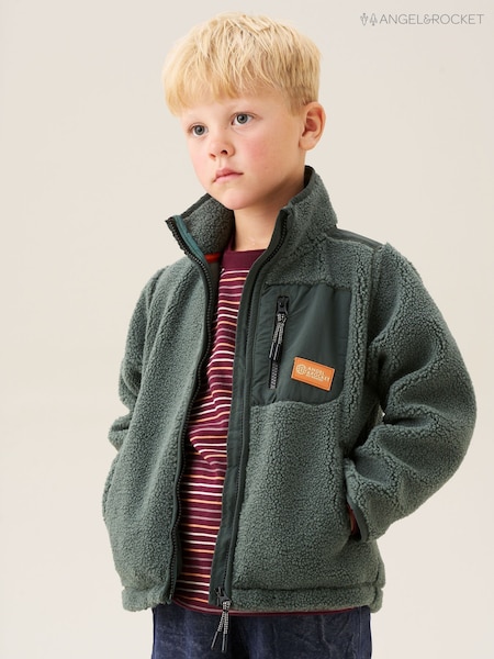 Angel & Rocket Green Aaron Zip Through Sherpa Fleece (H54797) | R$ 375 - R$ 415