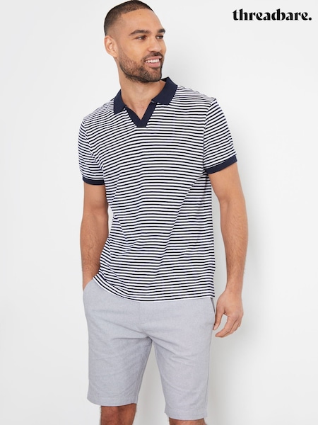 Threadbare Stripe Open Neck Collar 100% Cotton Polo Shirt (H54801) | ‏133 د.إ.‏