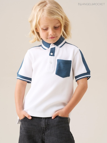 Angel & Rocket White Nolan Popcorn Knit Polo Shirt (H54807) | AED107 - AED131