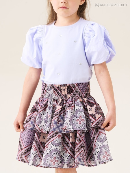 Angel & Rocket Purple Adrienne Tiered Boho Print Skirt (H54809) | R$ 235 - R$ 275