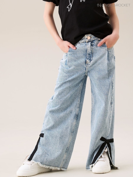 Angel & Rocket Blue Lena Bow Detail Straight Leg Jeans (H54816) | R$ 295 - R$ 335