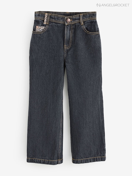 Angel & Rocket Black Piper Leopard Print Star Applique Wide Leg Jeans (H54823) | R$ 295 - R$ 335