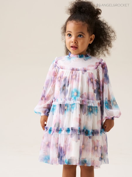 Angel & Rocket White Eleanor Floral Print Mesh Dress (H54827) | €40 - €43
