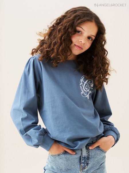Angel & Rocket Blue Raya Long Sleeve Print T-Shirt (H54828) | R$ 140 - R$ 180