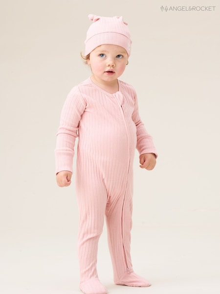Angel & Rocket Pink Rosa Broderie Trim Sweat Onsie Sleepsuit (H54845) | R$ 275