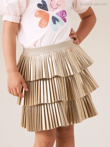 Angel & Rocket Gold Lucile Pleated Rara Skirt (H54850) | R$ 275 - R$ 315