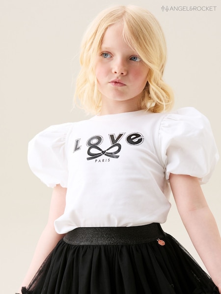 Angel & Rocket Snow White Heidi Puff Sleeve Embellished Top (H54860) | R$ 160 - R$ 195