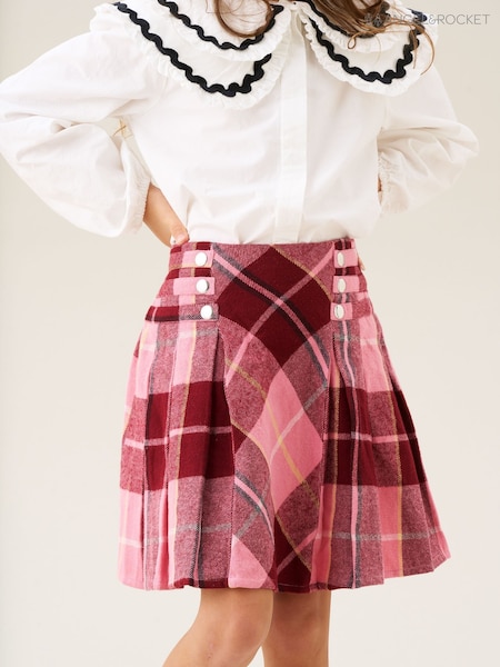 Angel & Rocket Pink Marcia Pleated Check Skirt (H54861) | R$ 255 - R$ 295