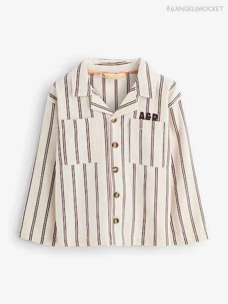 Angel & Rocket Natural Cooper Stripe Canvas Shacket (H54870) | R$ 275 - R$ 315