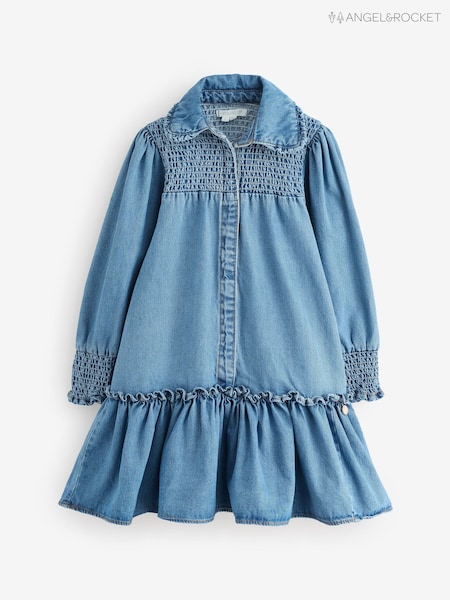 Angel & Rocket Blue Harper Shirred Denim Shirt Dress (H54881) | R$ 295 - R$ 335