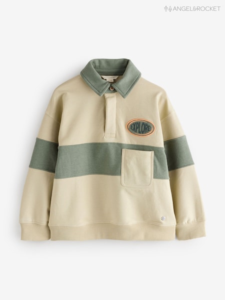 Angel & Rocket Natural Issac Button Neck Colour Block Sweatshirt (H54883) | R$ 215 - R$ 255