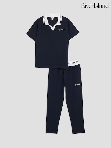 River Island Blue Boys Textured top & Jogger (H54903) | €40