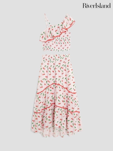 River Island Pink Girls Cherry Maxi Skirt Set (H54908) | AED169