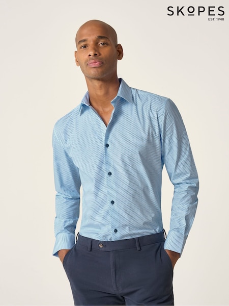 Skopes Tailored Fit Bright Geo Print Luxury 100% Cotton Formal Shirt (H54915) | €60