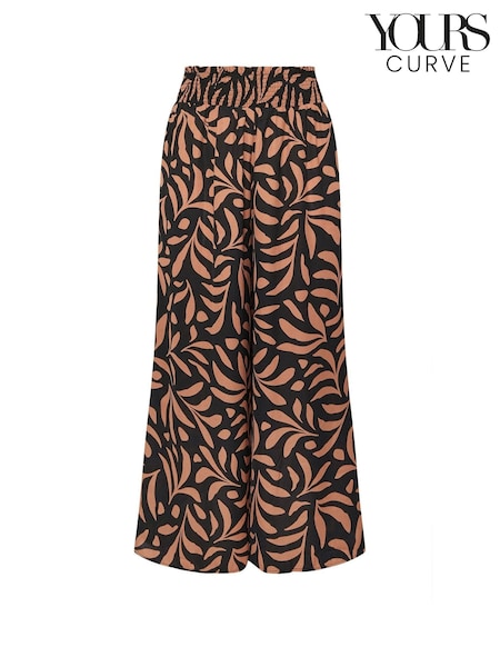 Yours Curve Black Shirred Waist Wide Leg Trousers (H54929) | €36