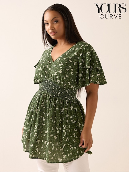 Yours Curve Green Flutter Sleeve Blouse (H54930) | €42