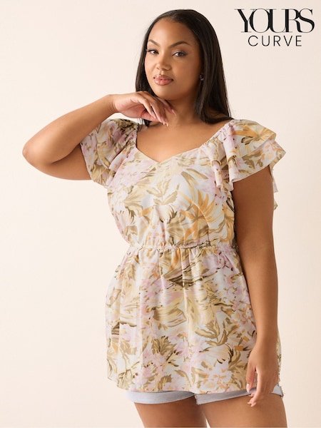 Yours Curve Natural Ruffle Bow Back Blouse (H54935) | €36