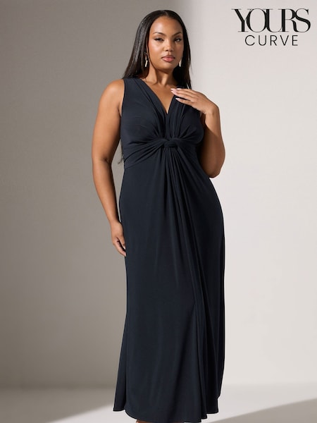 Yours Curve Blue London Knot Front Maxi Dress (H54939) | €63