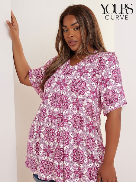 Yours Curve Pleat Front T-Shirt (H54944) | R$ 265