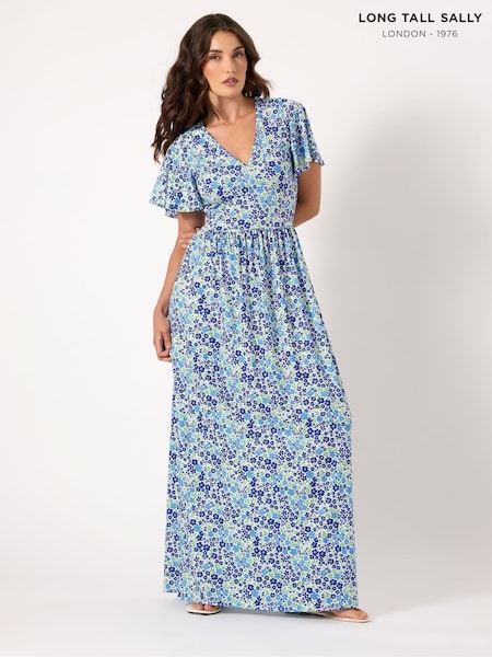 Long Tall Sally Blue V-Neck Ditsy Maxi Dress (H54952) | R$ 385