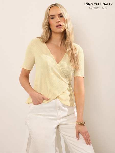 Long Tall Sally Yellow Pointelle Wrap Blouse (H54954) | €37