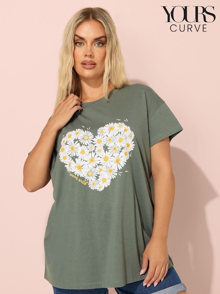 Verde - Yours Curve Printed T-Shirt (H54960) | R$ 195