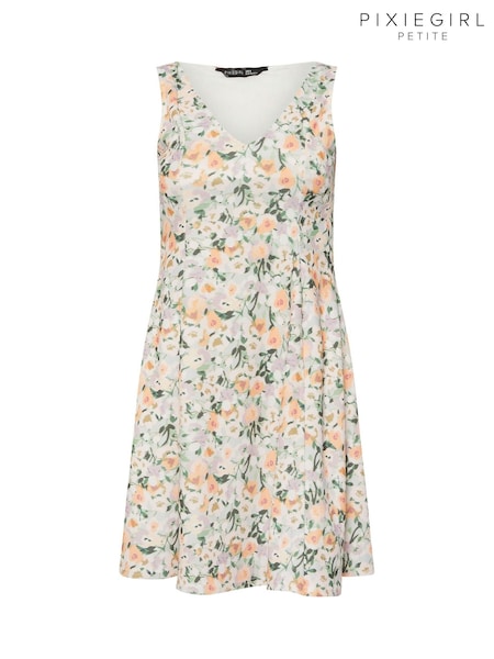 PixieGirl Petite Green Floral Print Flippy Dress (H54964) | € 41