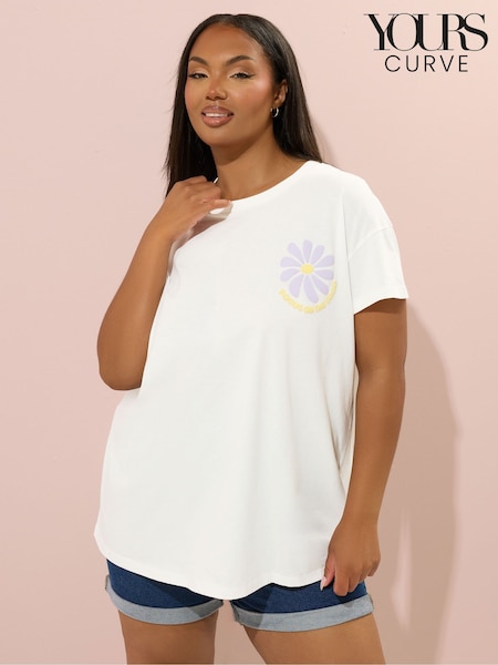 Yours Curve White Printed T-Shirt (H54967) | R$ 195