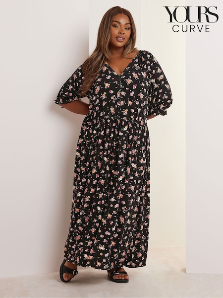 Yours Curve Floral Print Tie Front Maxi Dress (H54969) | R$ 335