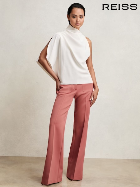 Reiss Ivory Elle One-Shoulder Draped Top (H55188) | AED706