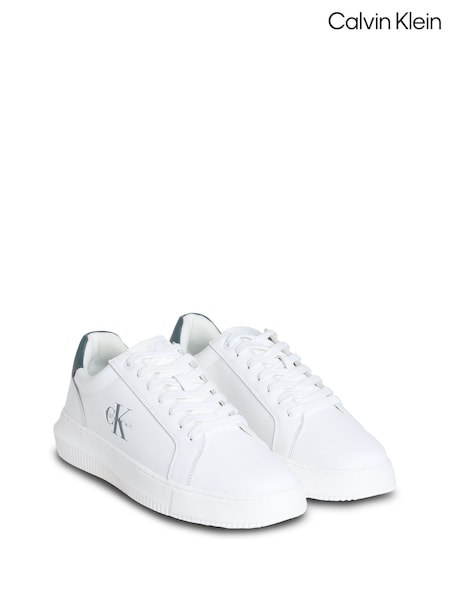 Calvin Klein White Chunky Cupsole Mono Leather Trainers (H55208) | €154
