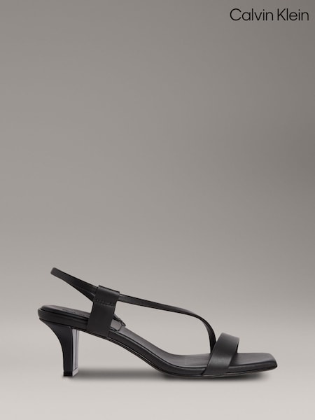 Calvin Klein Black Square Leather Heel Sandals (H55209) | R$ 1.235