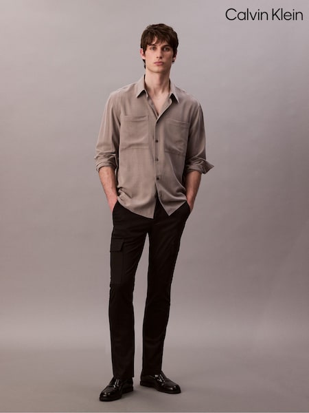 Calvin Klein Black Slim Cotton Stretch Cargo Trousers (H55250) | €129