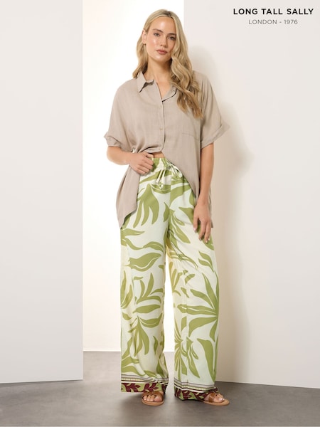 Verde - Long Tall Sally Printed Wide Leg Trousers (H55312) | R$ 355
