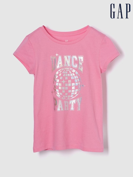 Gap Pink Graphic Crew Neck Short Sleeve T-Shirt (4-13yrs) (H55450) | €11.50