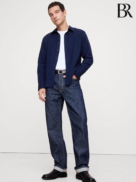 Banana Republic Navy Blue Standard Fit Flannel Shirt (H55513) | €92